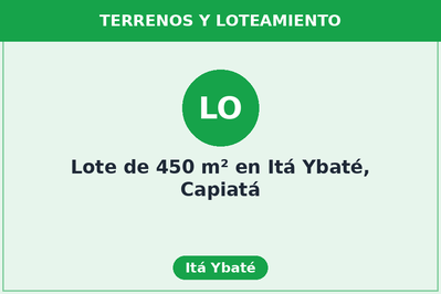 Lote de 450 m² en Itá Ybaté, Capiatá