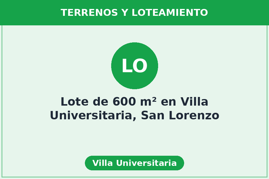 Lote de 600 m² en Villa Universitaria, San Lorenzo