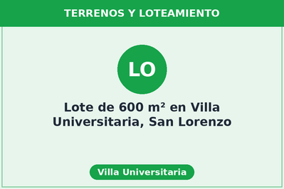 Lote de 600 m² en Villa Universitaria, San Lorenzo