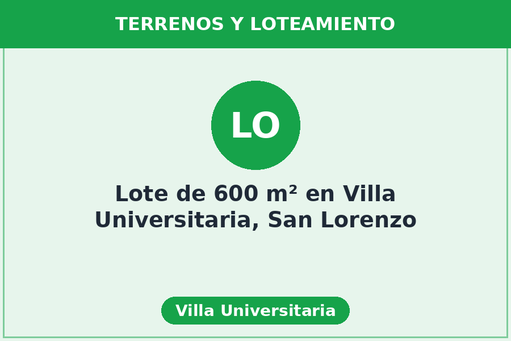 Lote de 600 m² en Villa Universitaria, San Lorenzo