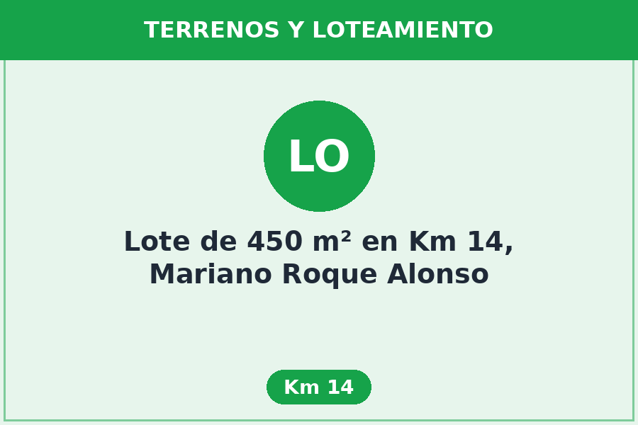 Lote de 450 m² en Km 14, Mariano Roque Alonso