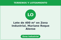 Lote de 400 m² en Zona Industrial, Mariano Roque Alonso