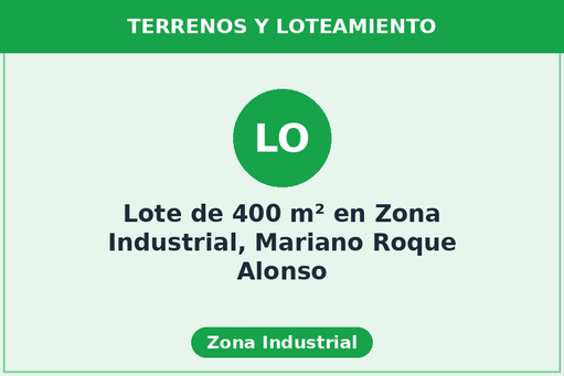 Lote de 400 m² en Zona Industrial, Mariano Roque Alonso