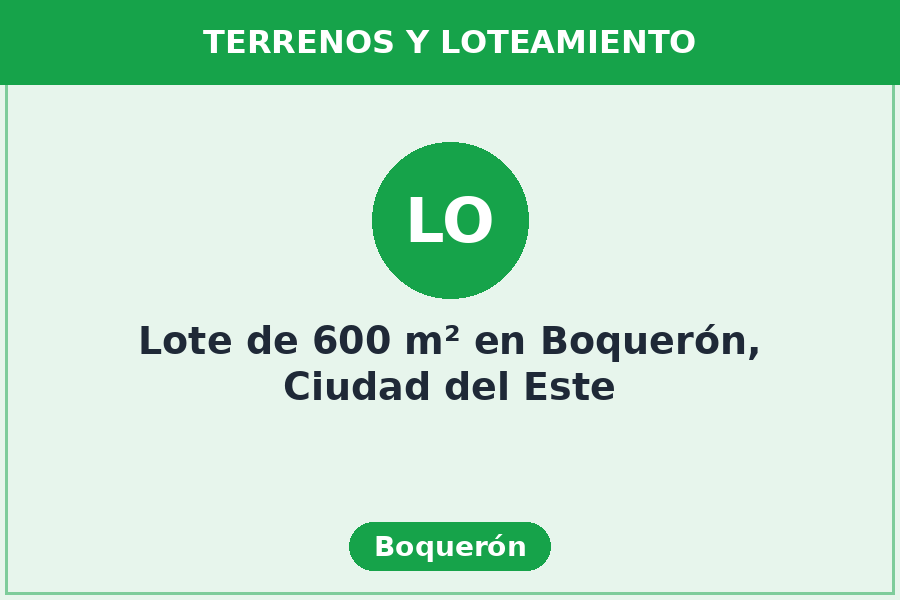 Lote de 600 m² en Boquerón, Ciudad del Este