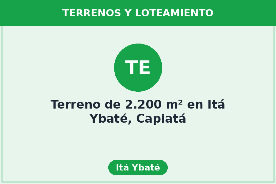 Terreno de 2.200 m² en Itá Ybaté, Capiatá