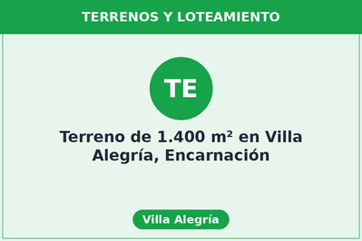 Terreno de 1.400 m² en Villa Alegría, Encarnación