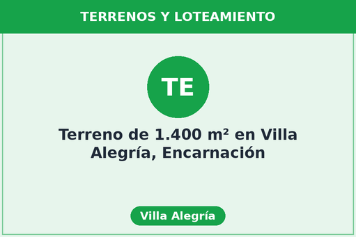 Terreno de 1.400 m² en Villa Alegría, Encarnación