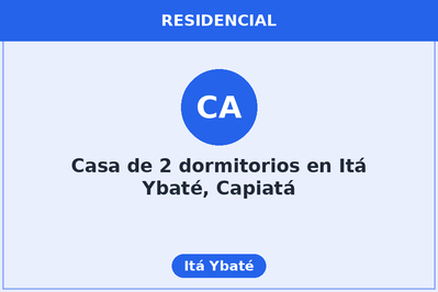 Casa de 2 dormitorios en Itá Ybaté, Capiatá